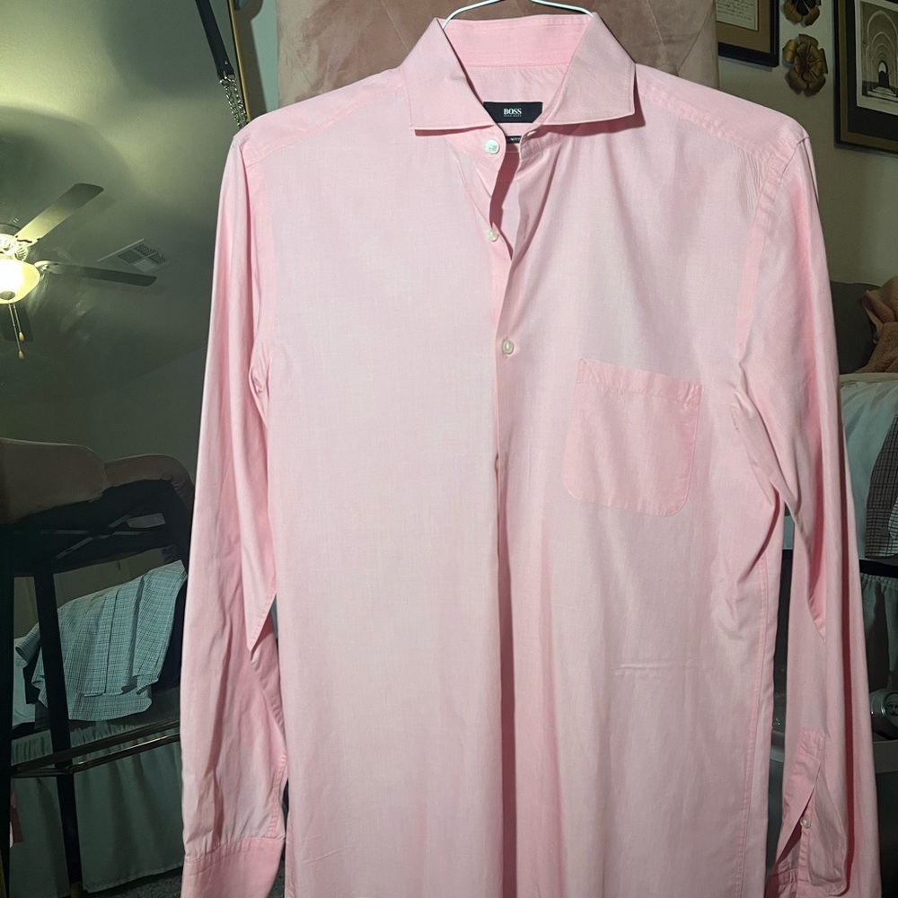 Pink Hugo Boss slim fit shirt